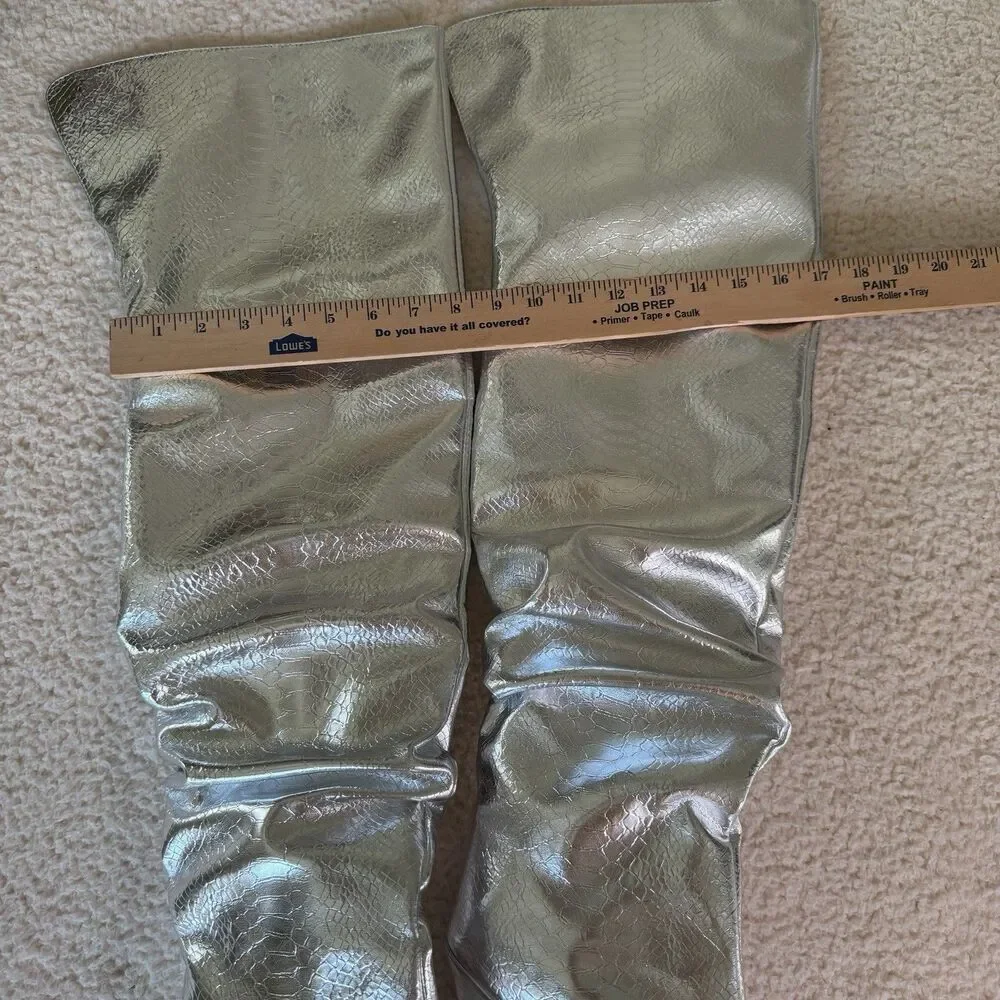 Womens Stiletto Thigh High Boots Slouched High Heel Platform Round Toe Sz 12 42